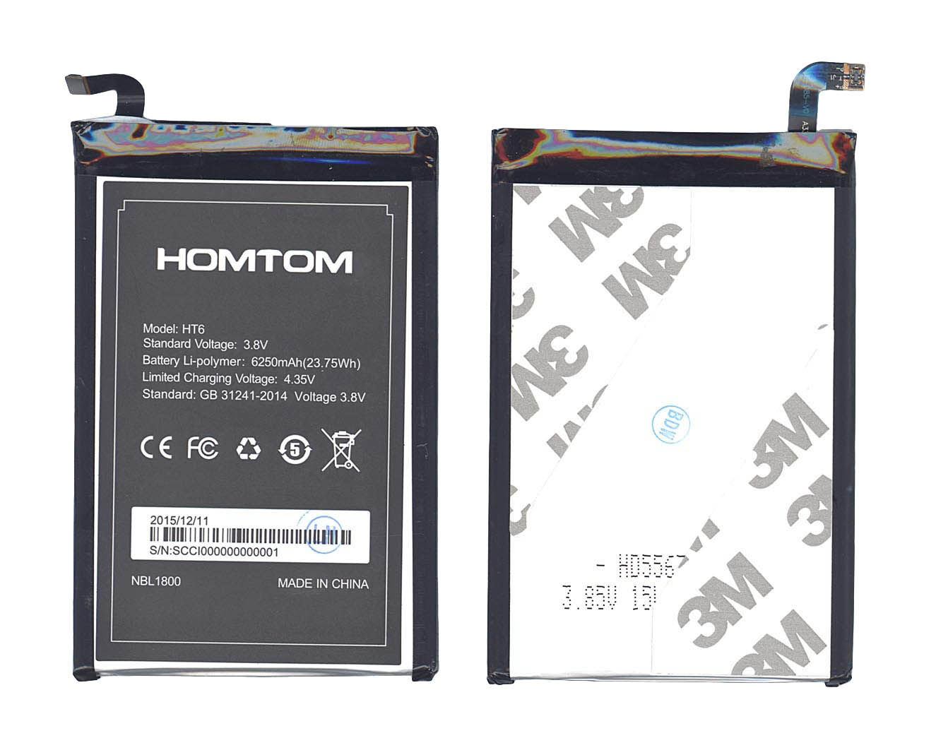 

Оригинальная аккумуляторная батарея для Doogee Homtom 3.8V Black 6250mAh 23.75Wh
