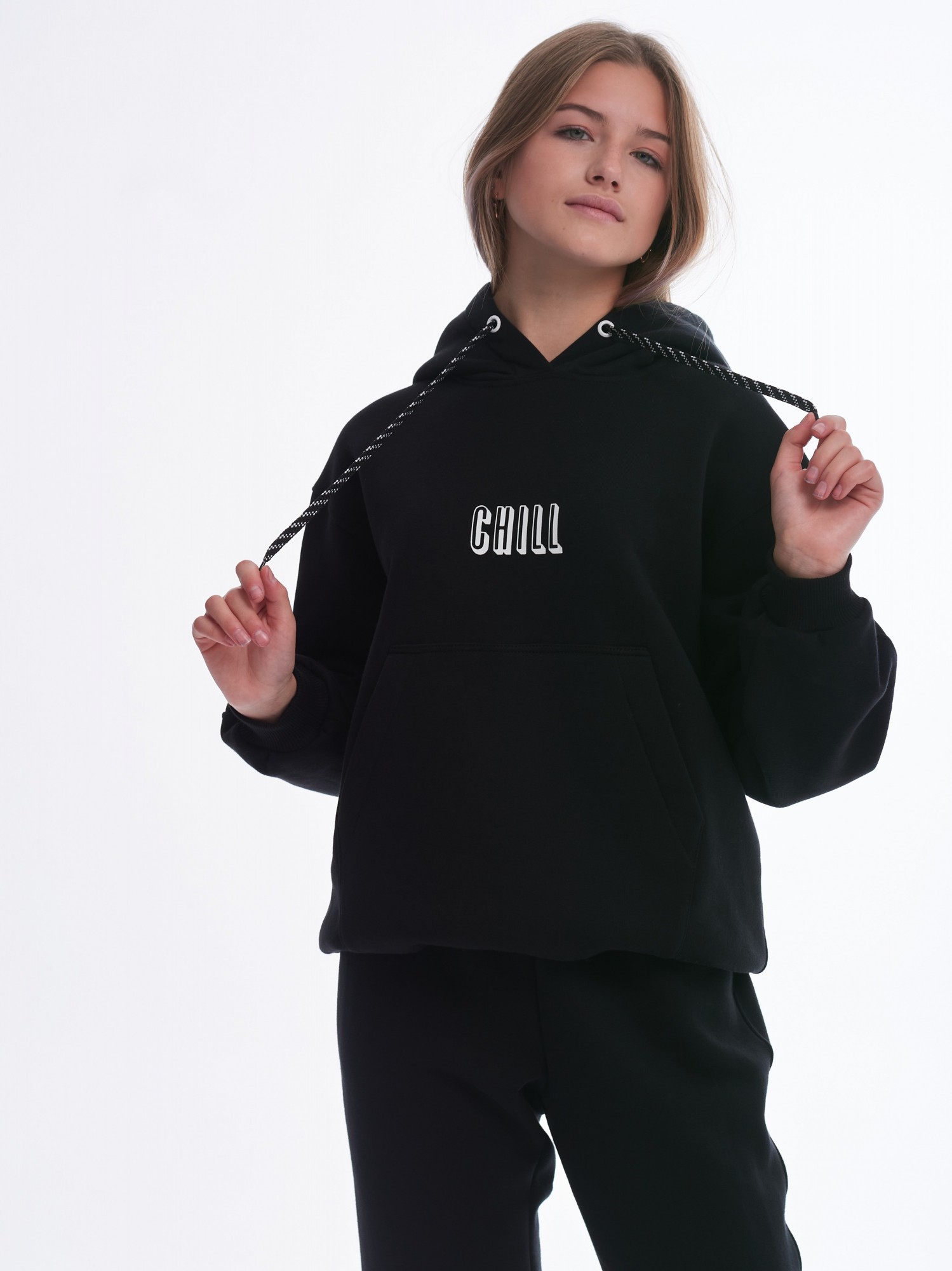

Толстовка худі на флісі MilaClub MCL5 140см CHILL чорна