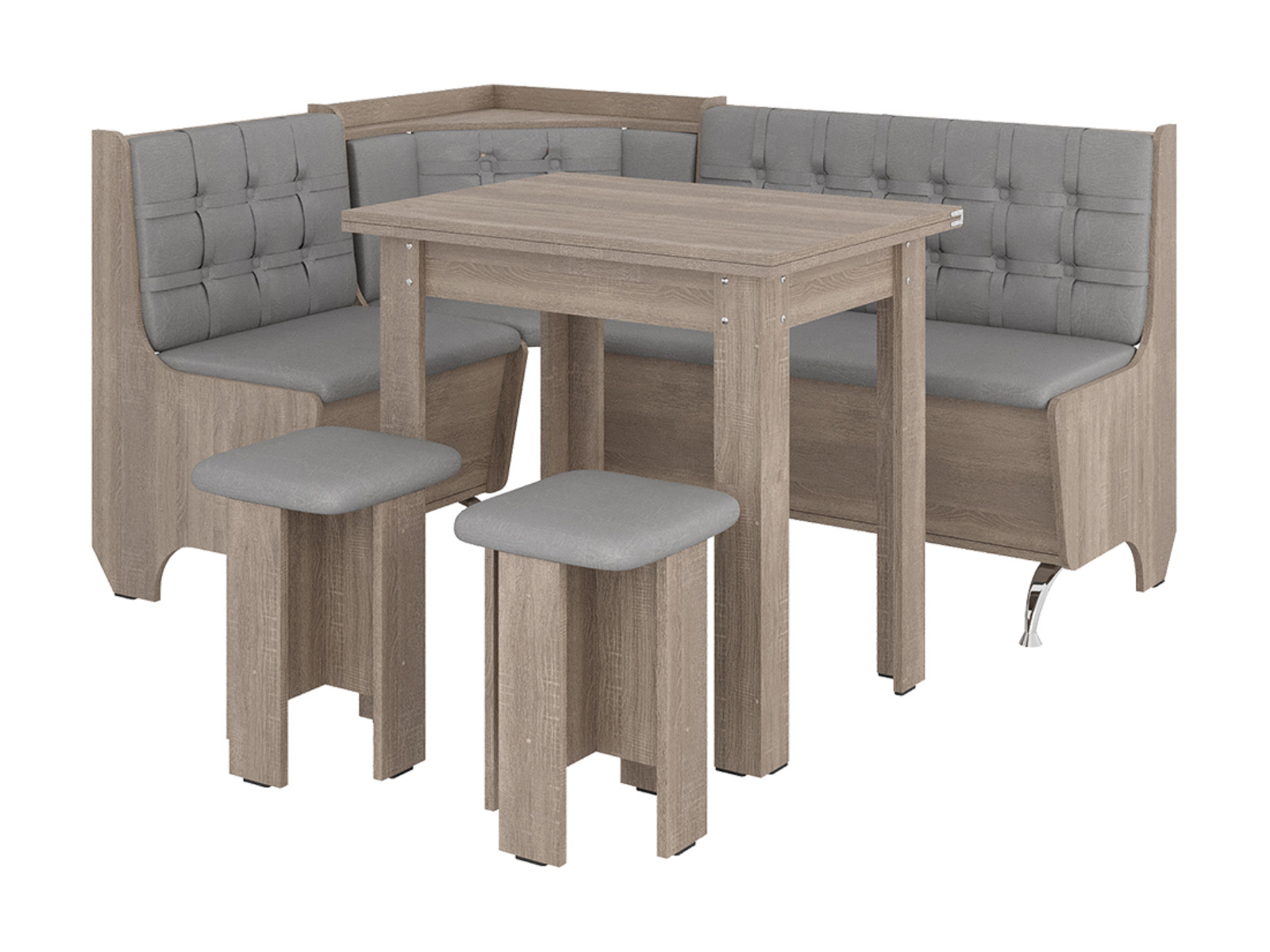 

Кухонный уголок Маршал с простым столом и табуретами Пехотин Трюфель + Серый