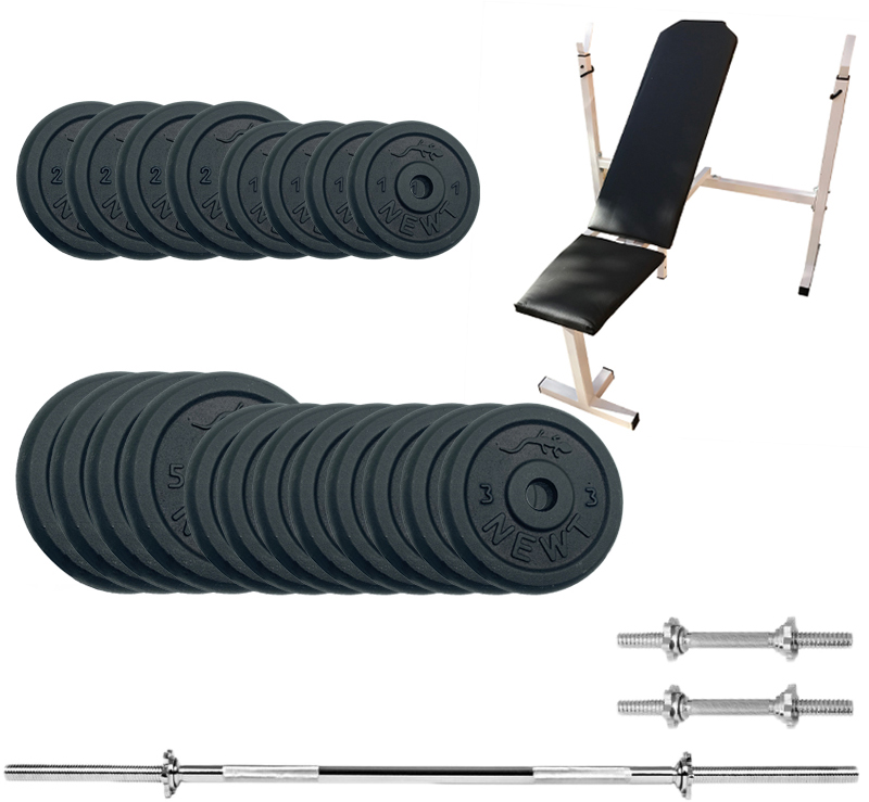 

Скамья для жима с набором штанга + гантели металлические Newt Gym Set-SKH Home 67 кг (NE-M-SKH-SET-67)