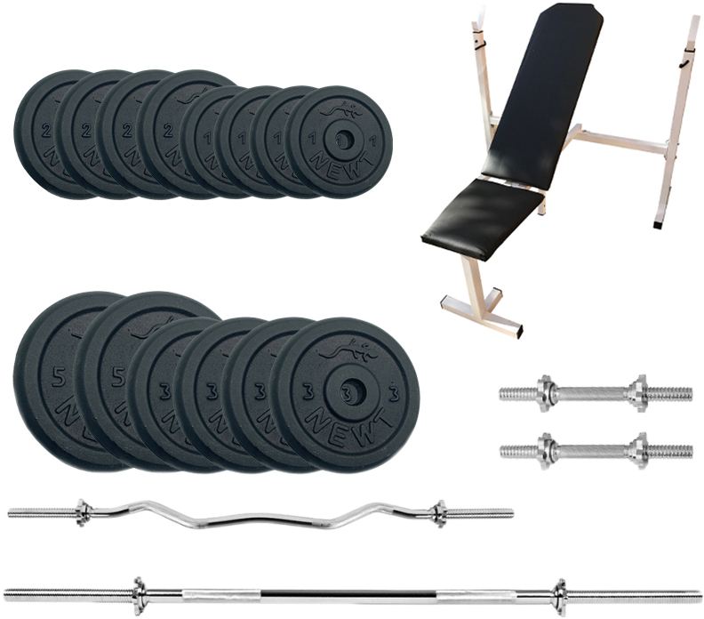 

Скамья для жима с набором штанг + гантели металлические Newt Gym Set-SKHW Home 50 кг (NE-M-SKHW-SET-45)