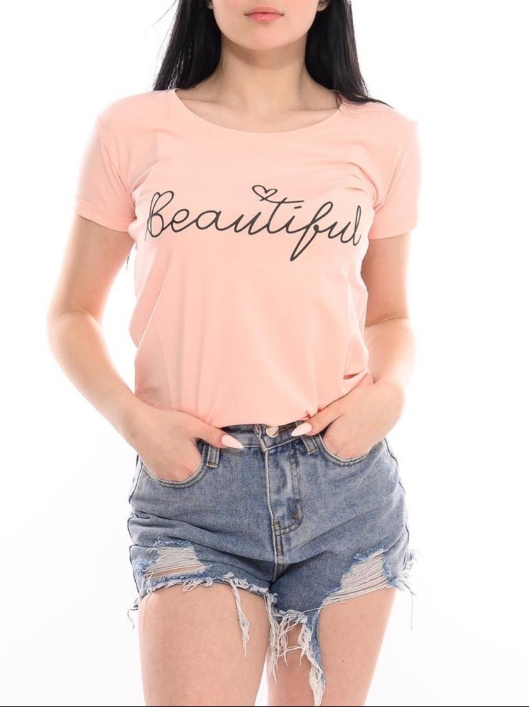 

футболка женская N Angels Beautiful розовая L 32353