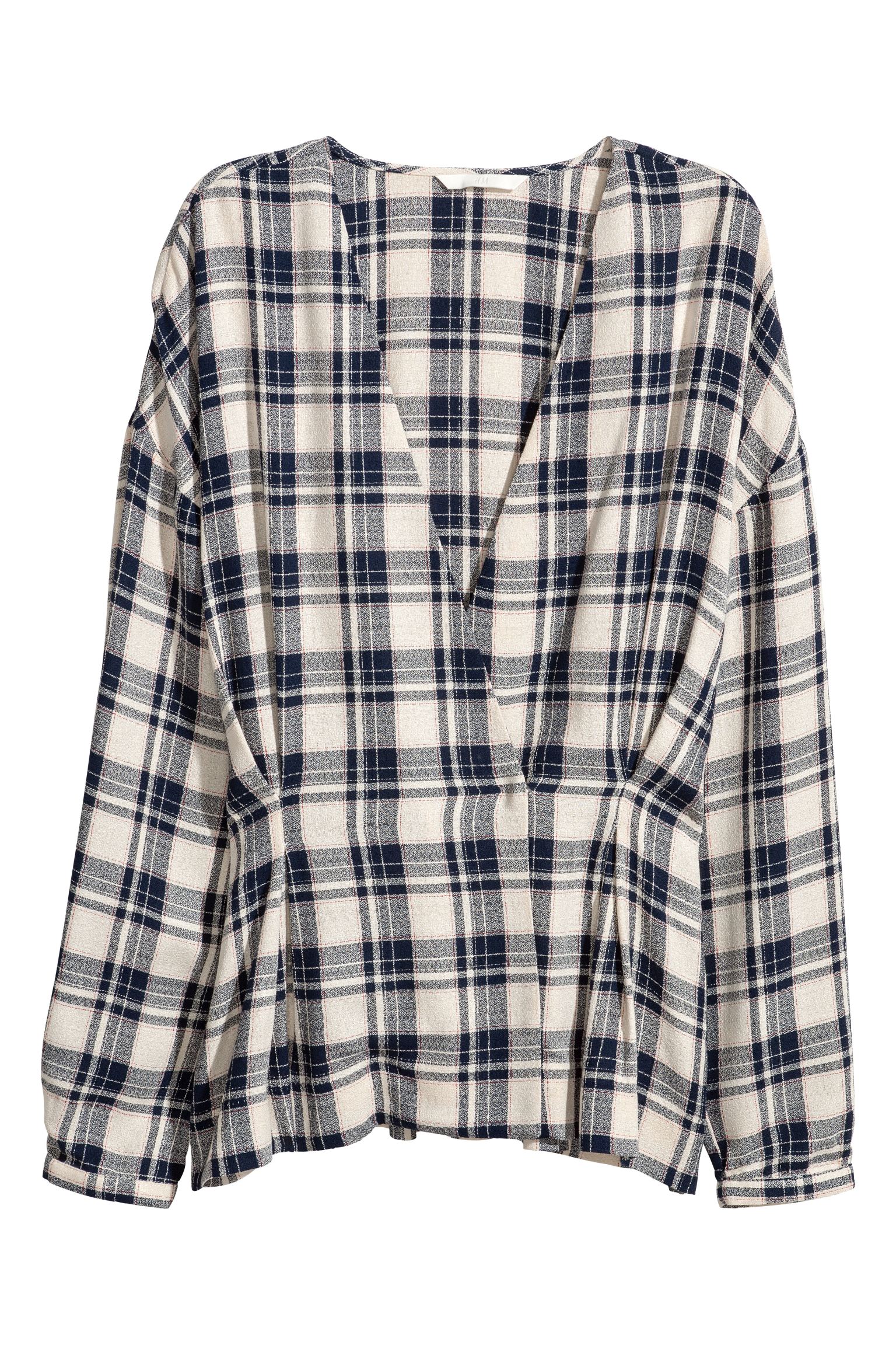 

Блуза H&M 34 кремово-синяя клетка 5685686RP1_кремово-синяя клетка