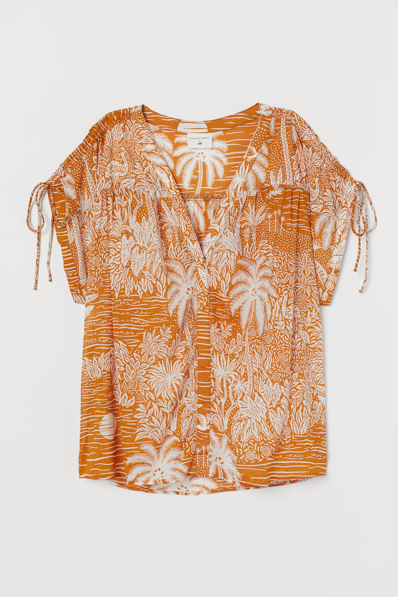 

Блуза б/р H&M x Desmond & Dempsey XS горчичный с узором 8169651sm_горчичный с узором
