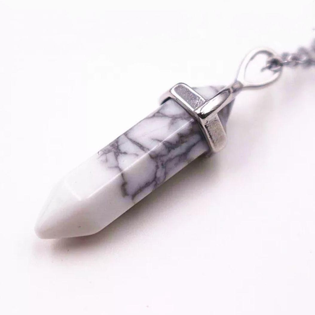 

Кулон маятник белая бирюза в окантовке