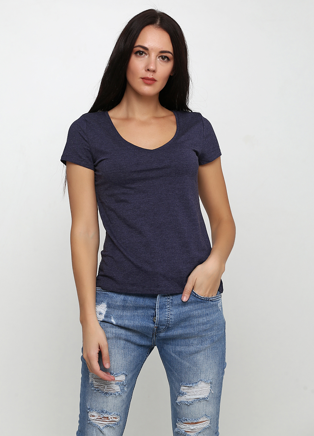 

Футболка H&M XS темно-синий меланж 2152484RP2_темно-синий меланж