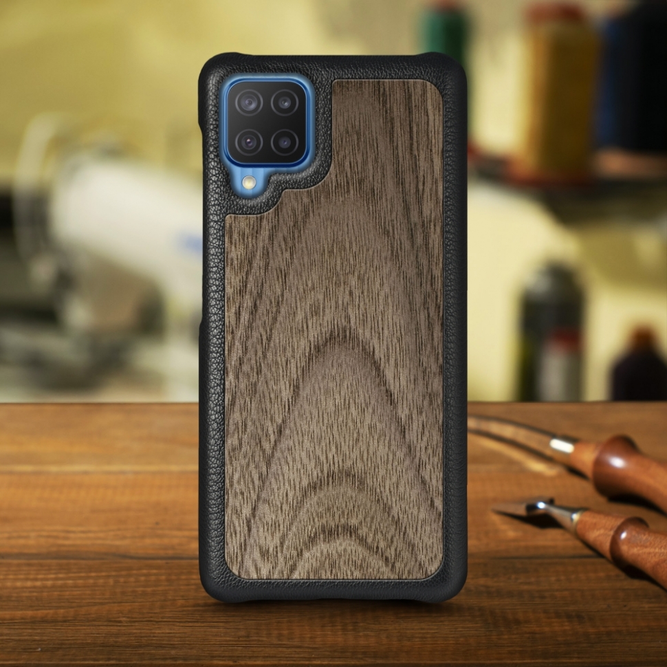 

Кожаная накладка Stenk WoodBacker для Samsung Galaxy M12 Чёрная