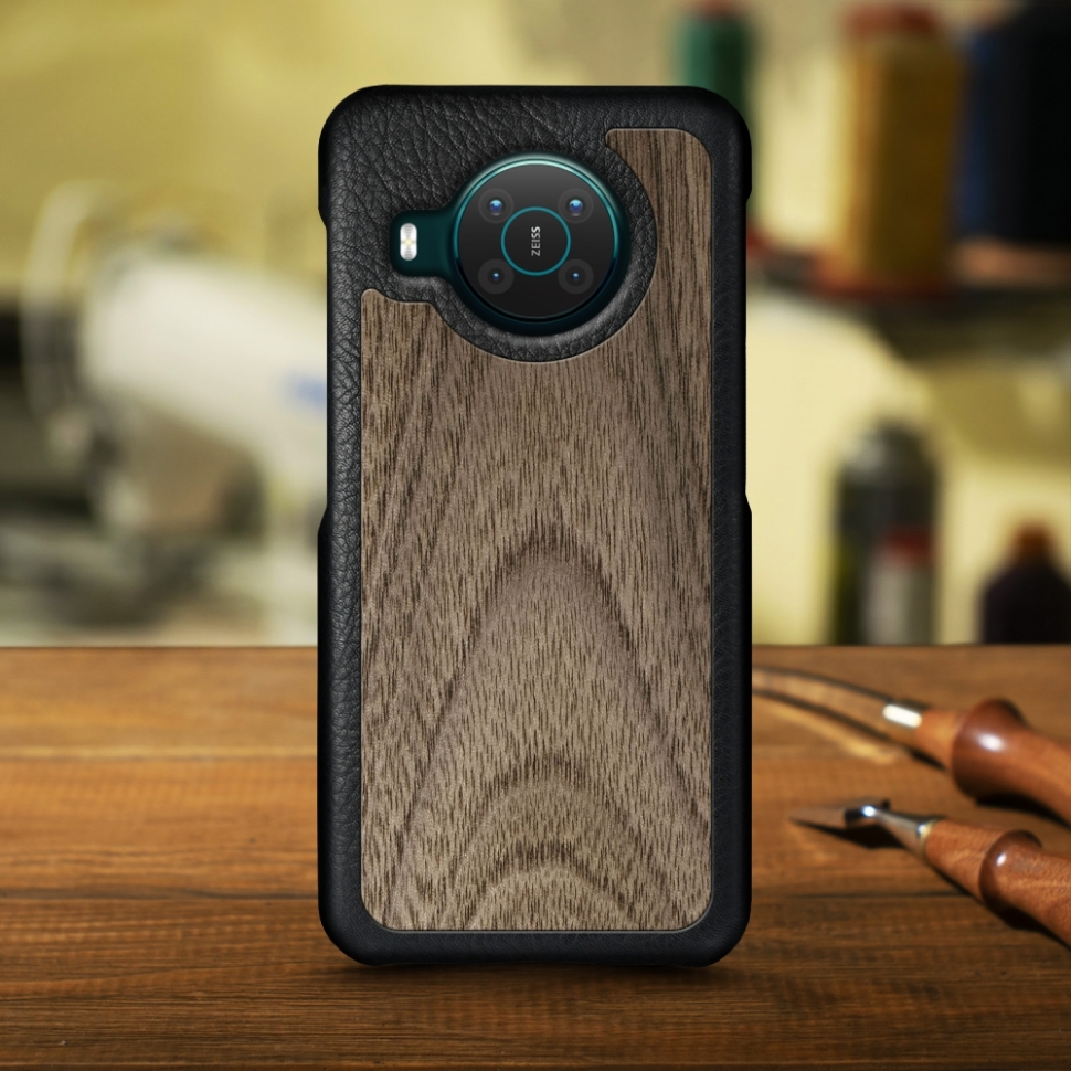 

Кожаная накладка Stenk WoodBacker для Nokia X10 Чёрная