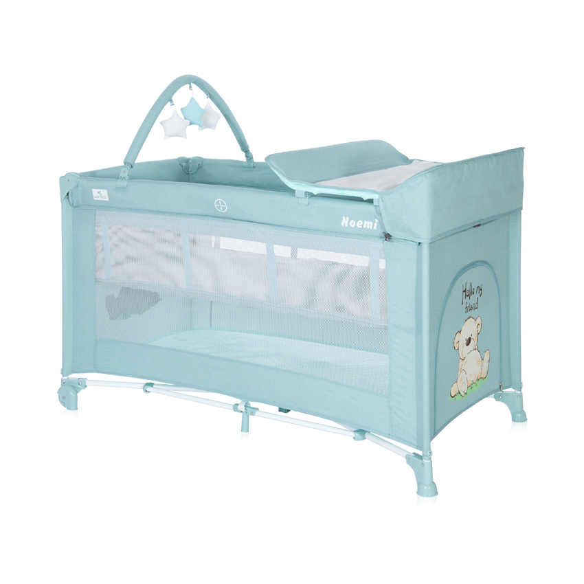 

Манеж-кроватка Lorelli NOEMI 2L+ (blue surf teddy)