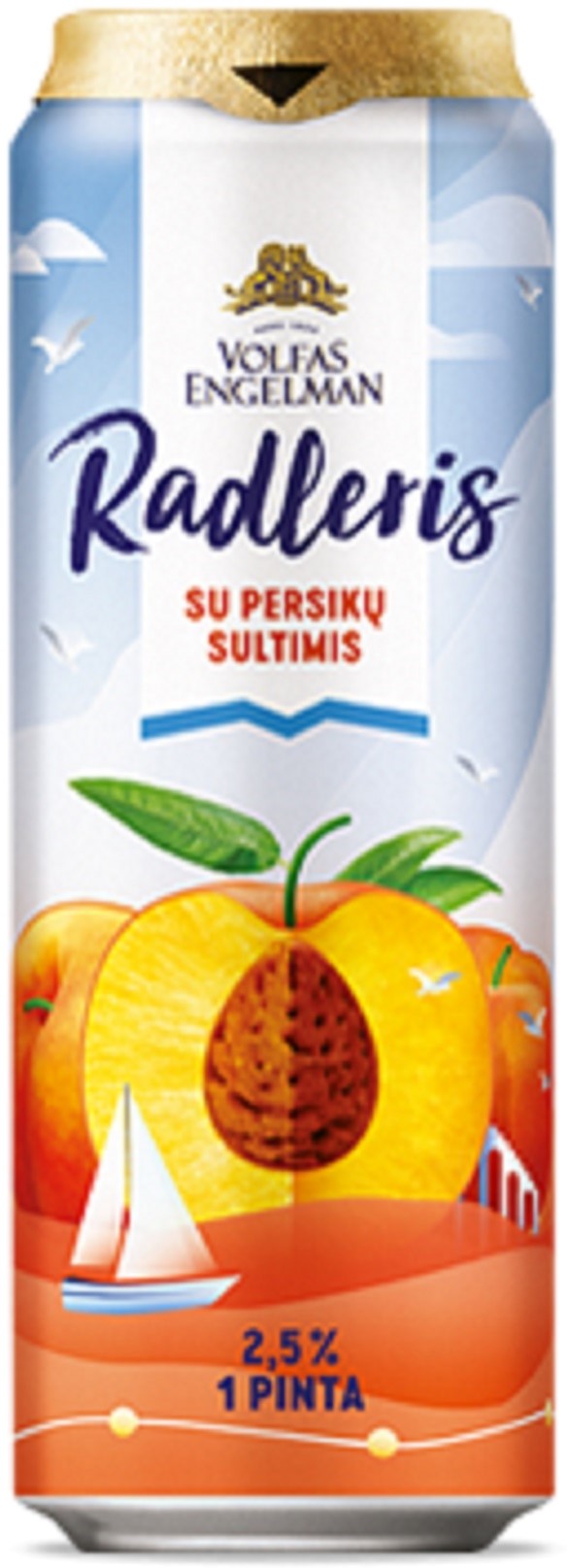 Пиво Volfas Engelman Radler Peach светлое фильтрованное 2.5% 0.568 л ...