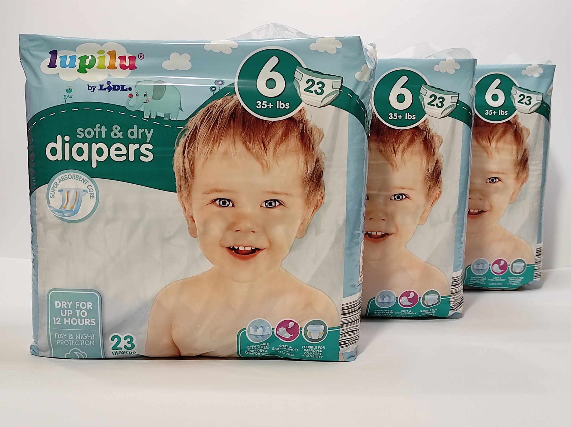 

Підгузки Lupilu soft & dry розмір 6. Вага 15+ кг. 69 шт.