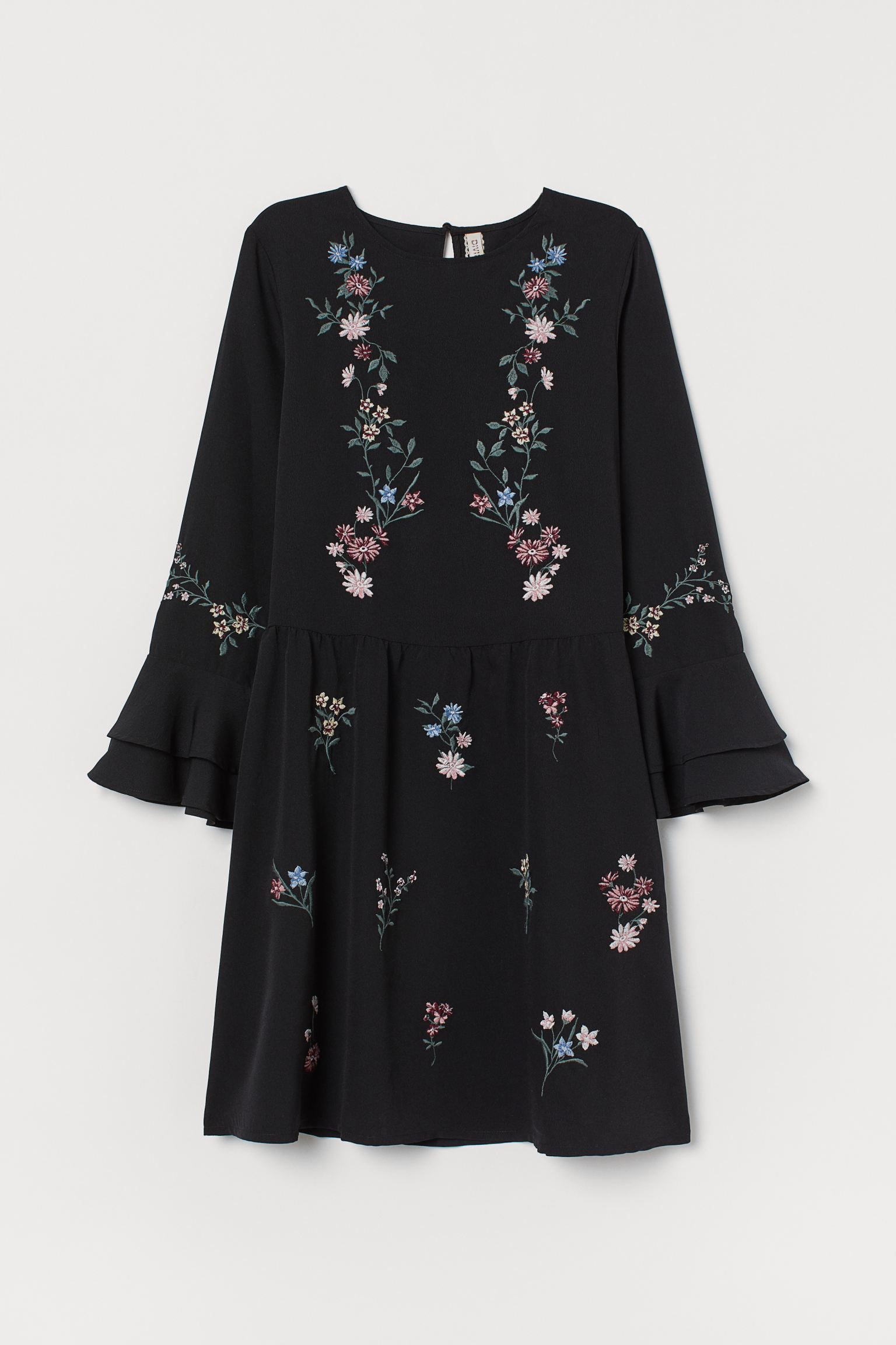 

Платье с вышивкой H&M 34 черный цветы 8115981RP6_черный цветы