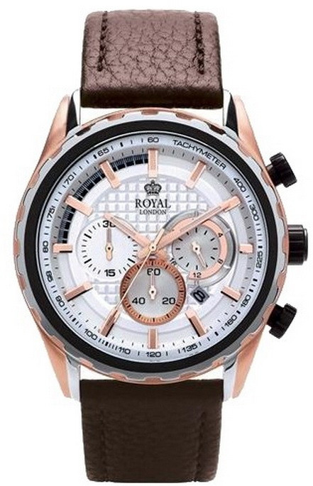 

Мужские спортивные наручные часы Royal London 41323-02 Chronograph кварцевые с кожаным ремешком