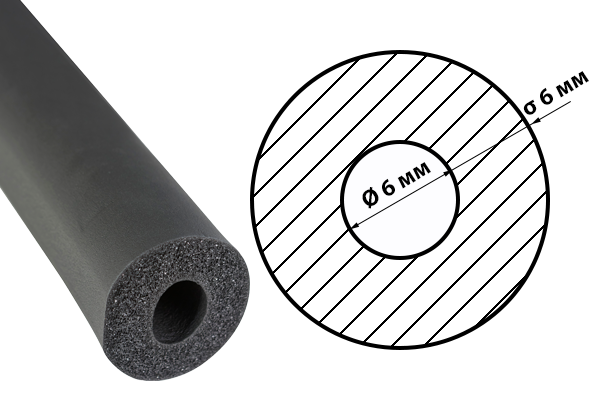 

Изоляция для труб каучуковая ODE R-Flex Pipe Std 6х6 мм (496м\упаковка)