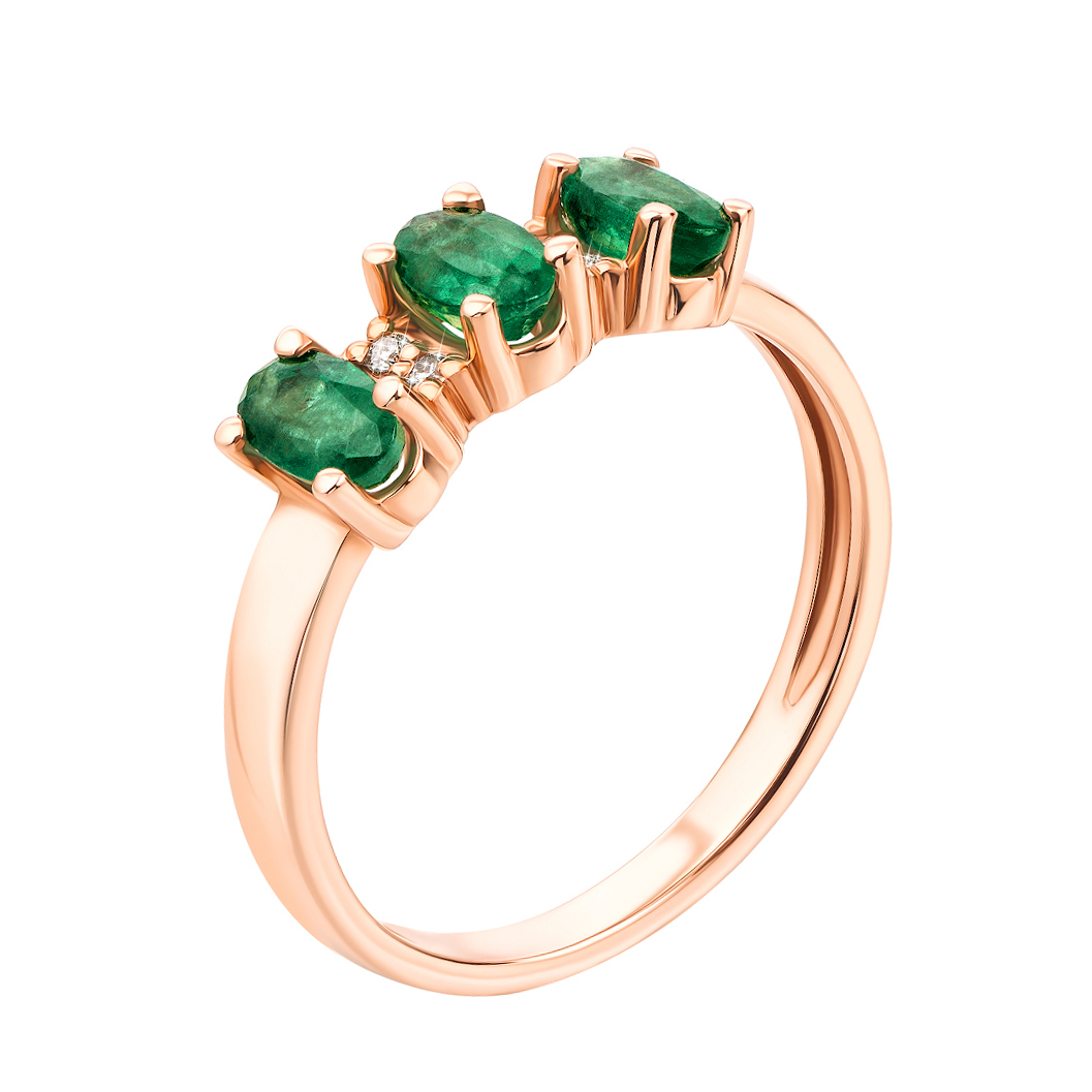 

Кольцо из красного золота с изумрудами и бриллиантами 000133435 15.5 размера