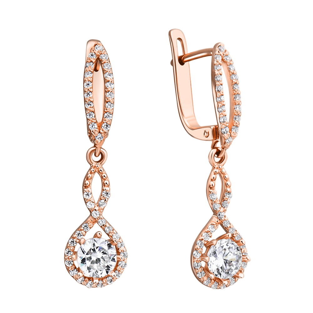 

Серьги-подвески из красного золота с фианитами S Zirconia 000132799