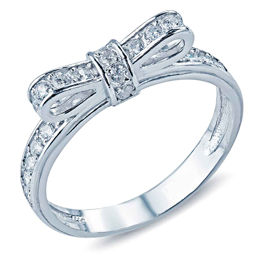 

Серебряное кольцо с фианитами Бантик 000033225 16.5 размера