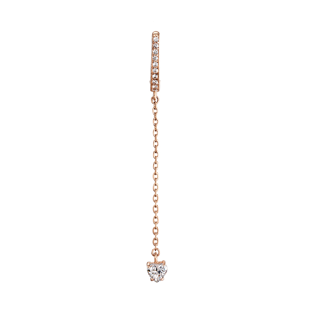 

Серьга-подвеска в одно ухо из красного золота с фианитом S Zirconia 000130591