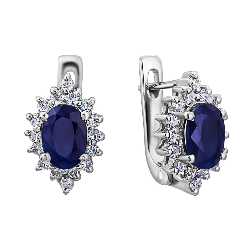 

Серебряные серьги с сапфирами и фианитами 000132474