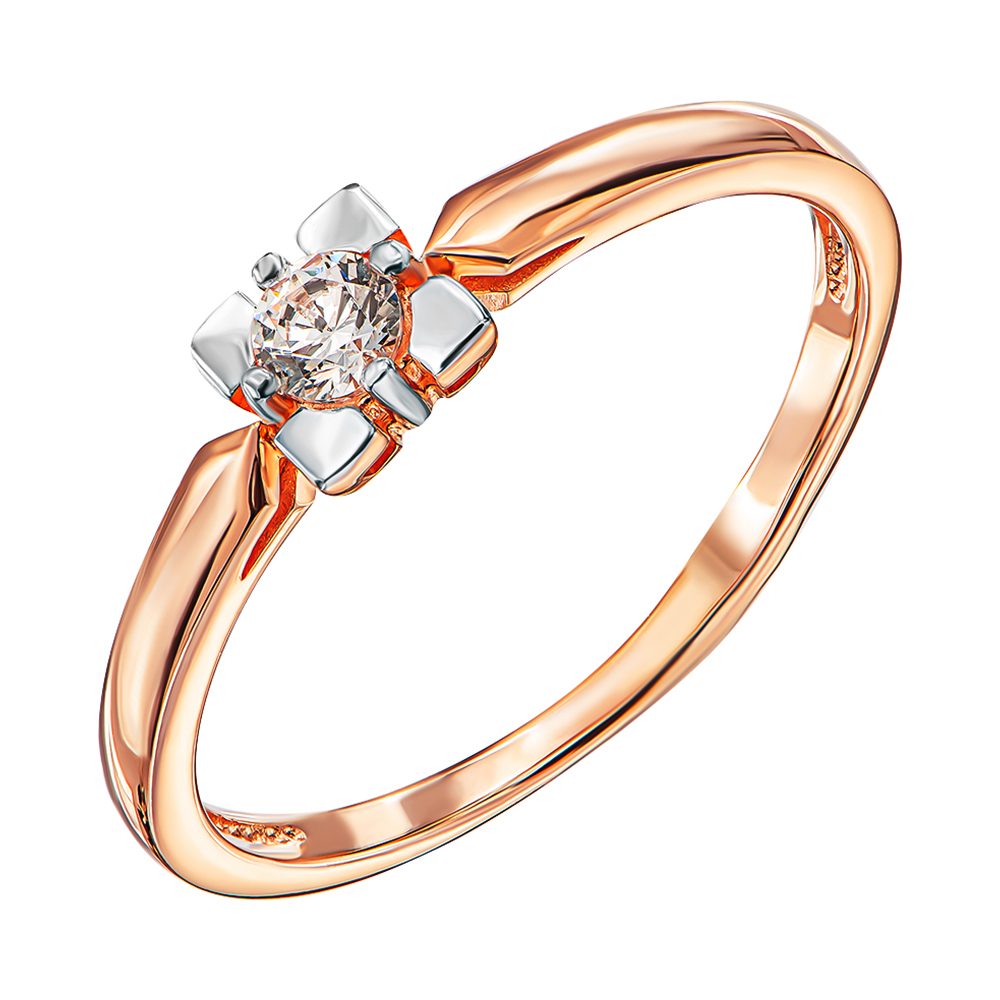

Золотое кольцо в комбинированном цвете с фианитом S Zirconia 000138369 17 размера