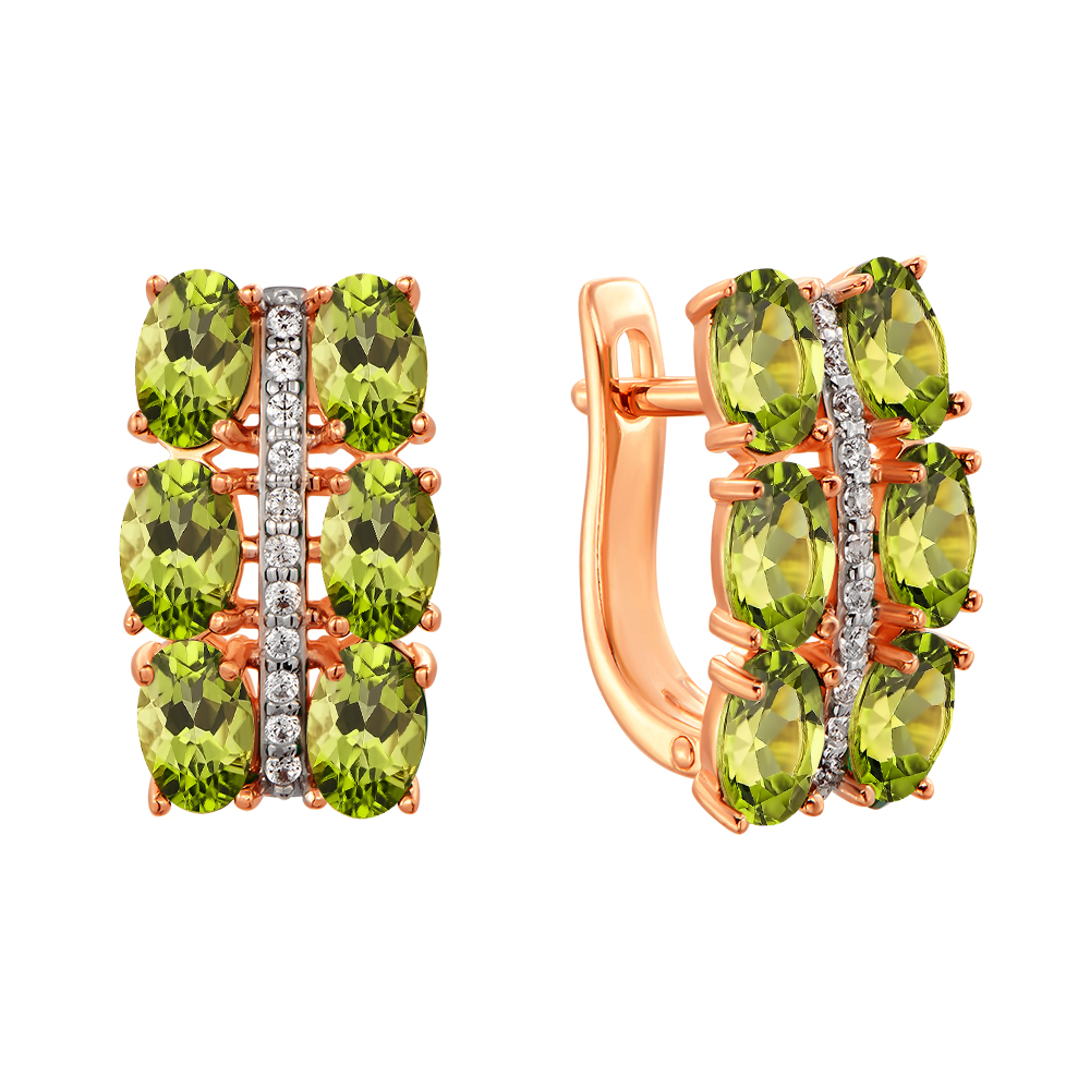 

Серьги из красного золота с хризолитами и фианитами 000122934