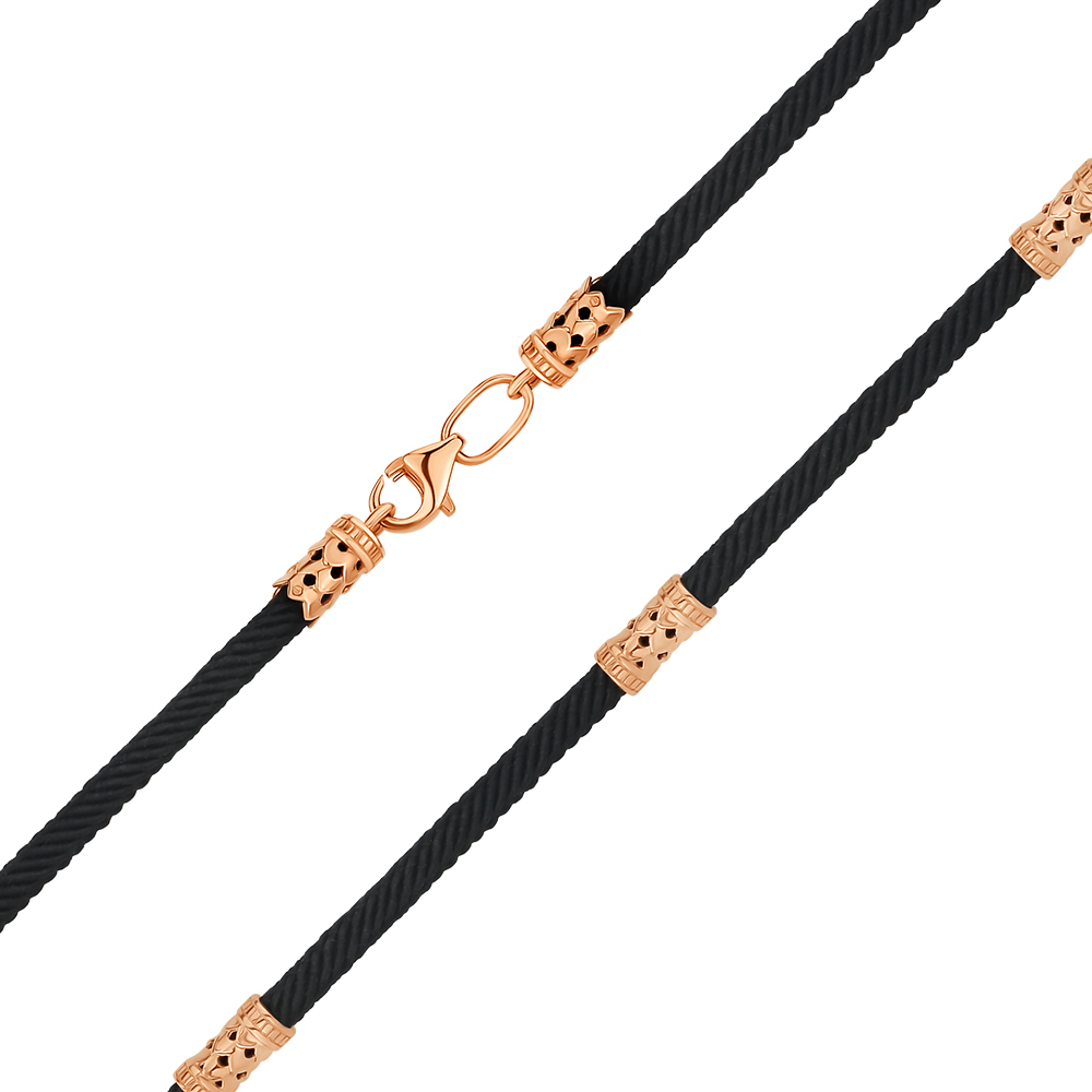 

Ювелирный текстильный шнурок со вставками из красного золота, 3,5 мм 000142358 60 размера