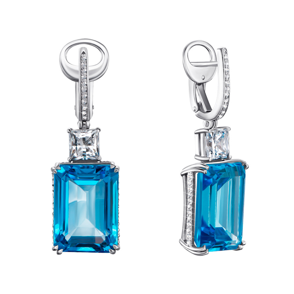 

Серьги-подвески из белого золота с топазами и фианитом S Zirconia 000140624