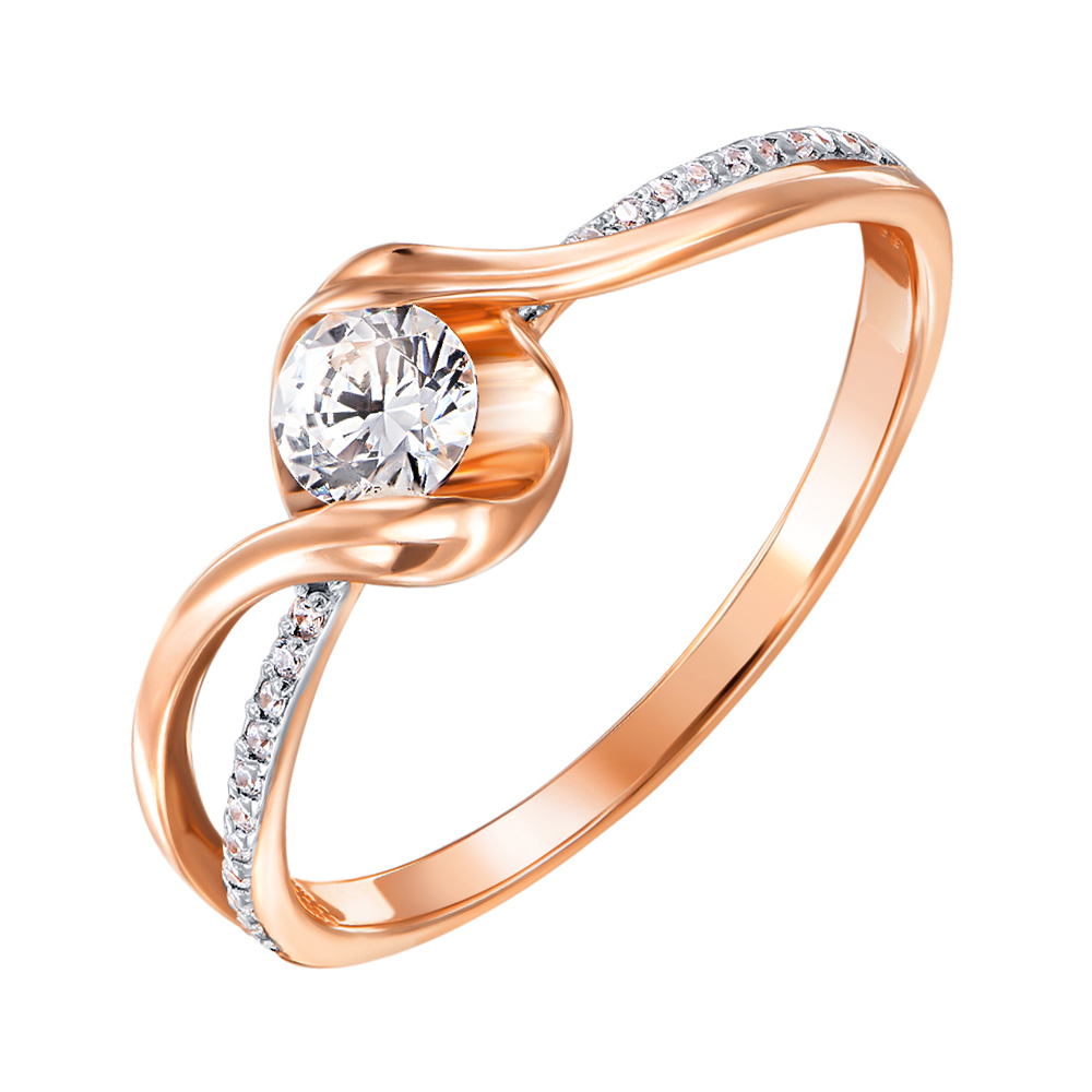 

Золотое кольцо Шарлотта в комбинированном цвете с фианитами S Zirconia 000122762 17.5 размера