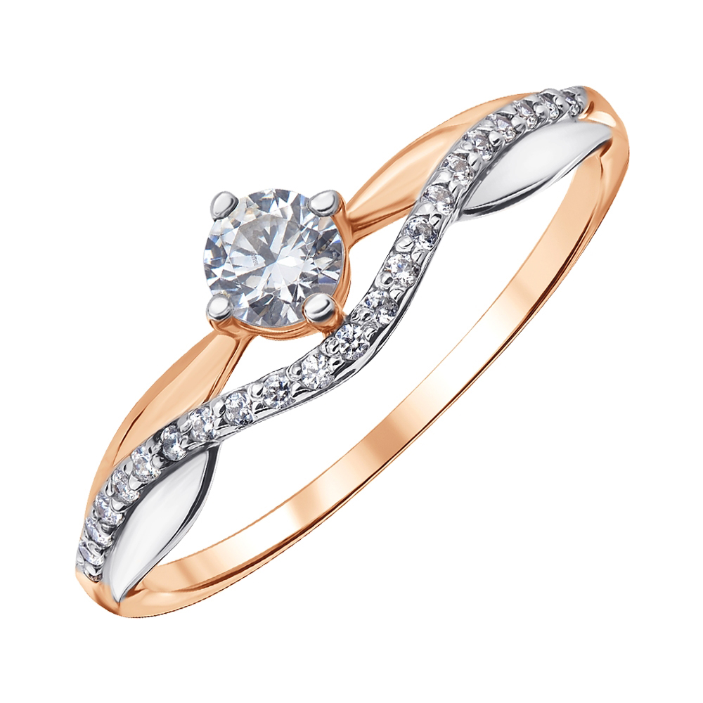

Золотое кольцо в комбинированном цвете с фианитом S Zirconia 000140062 16.5 размера