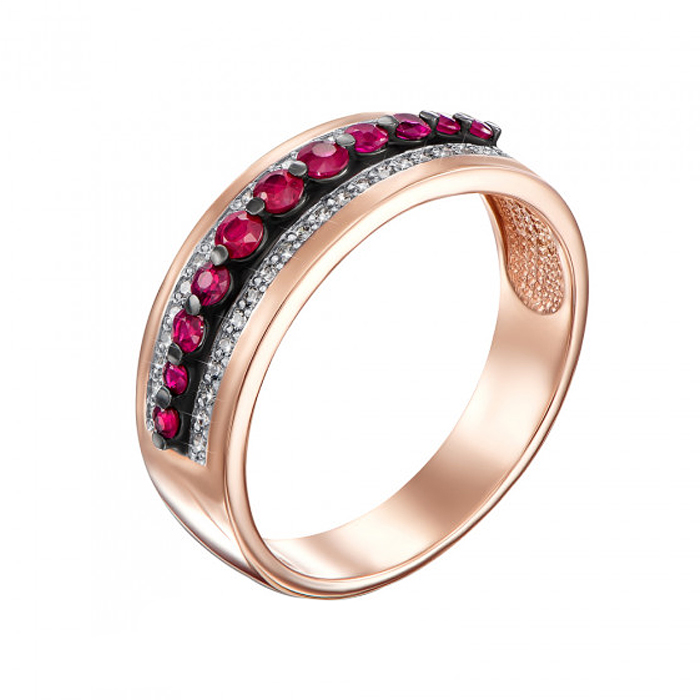 

Кольцо в красном золоте с рубинами и бриллиантами 000117659 16.5 размера