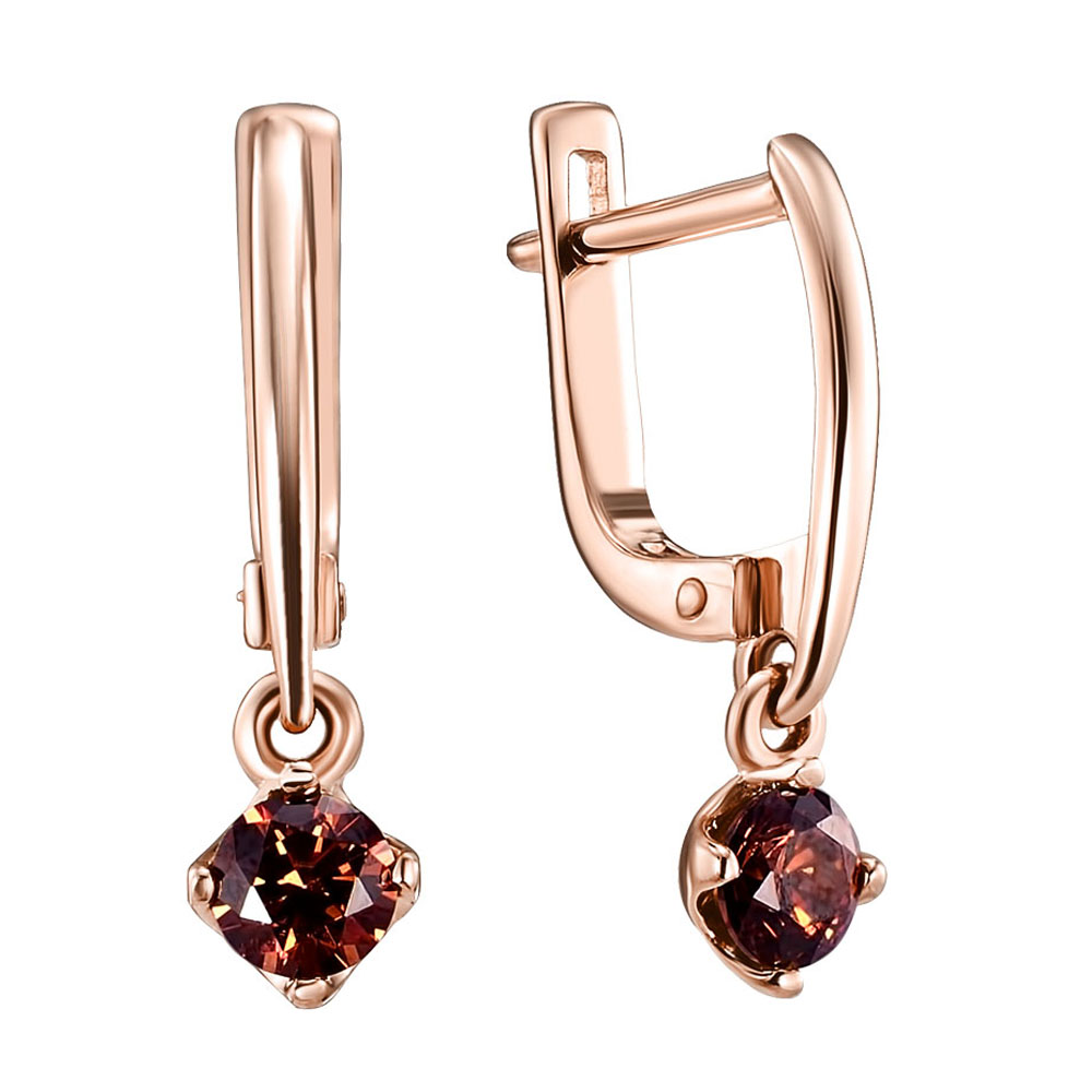 

Серьги-подвески из красного золота с фианитом S Zirconia 000140473