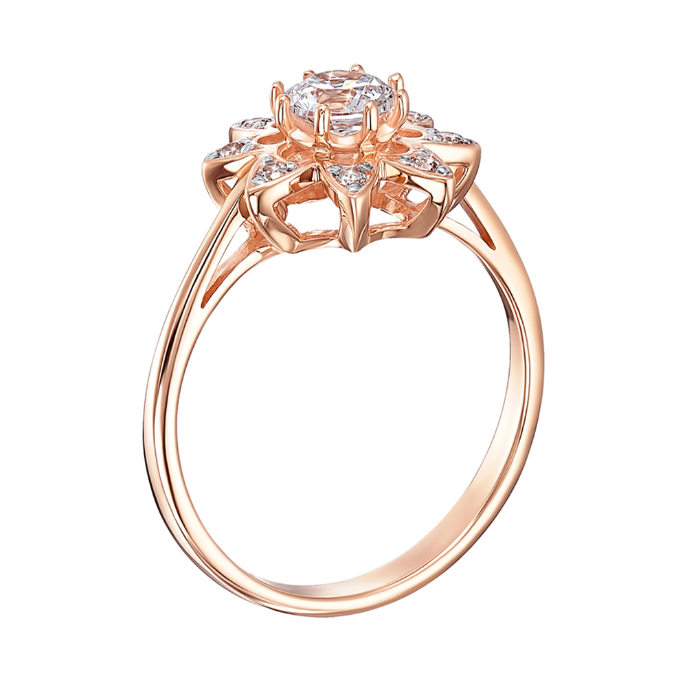 

Кольцо из красного золота с фианитами S Zirconia и родированием 000137500 17 размера