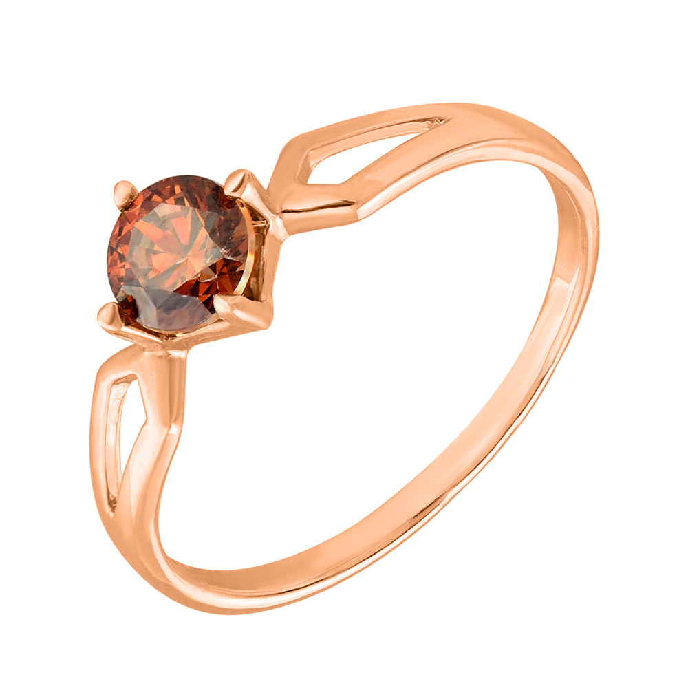 

Кольцо из красного золота с шампаневым фианитом S Zirconia 000130206 17 размера