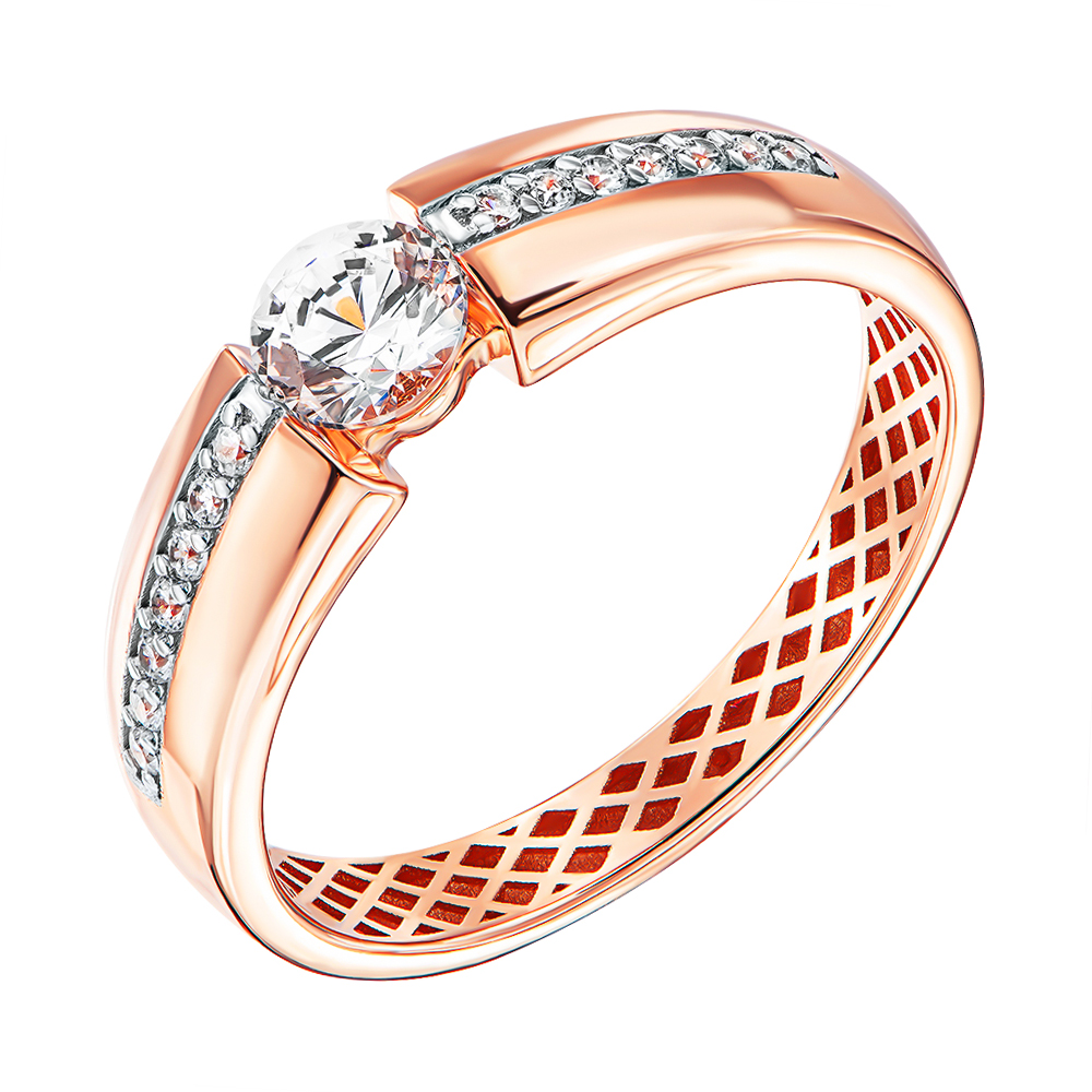 

Кольцо из красного золота с фианитами S Zirconia и родированием 000137758 18 размера