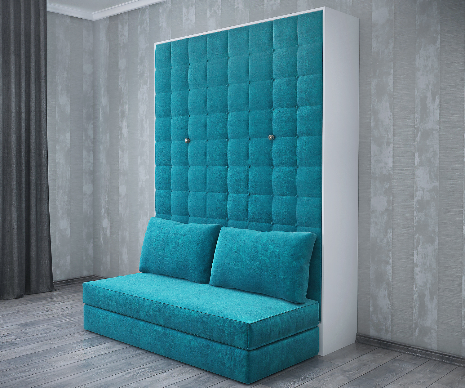 

Шкаф-кровать-диван VD-10W 1200*2000 с ножкой белая мягкое изголовье и фасад