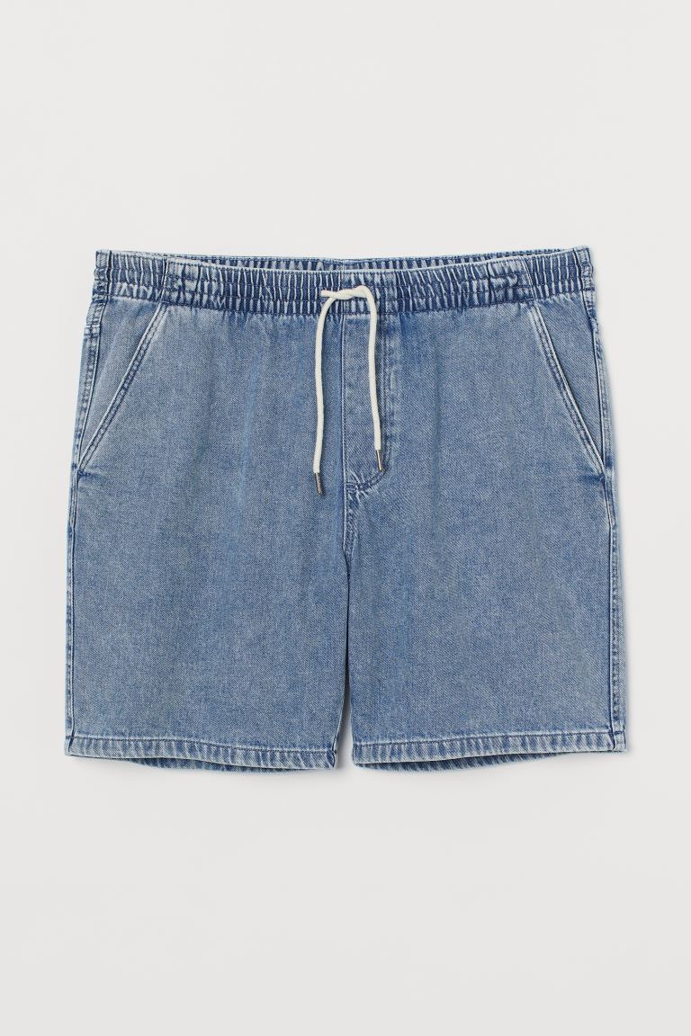 

Джинсовые шорты на резинке H&M  Голубой деним, Джинсовые шорты на резинке H&M L Голубой деним