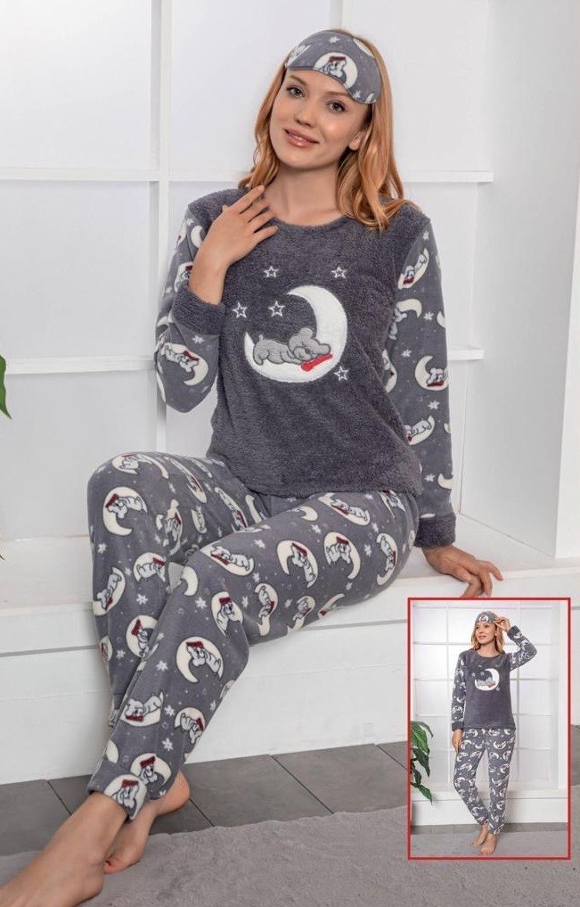 

Теплая женская пижама (кофта+брюки) Moony L Серая