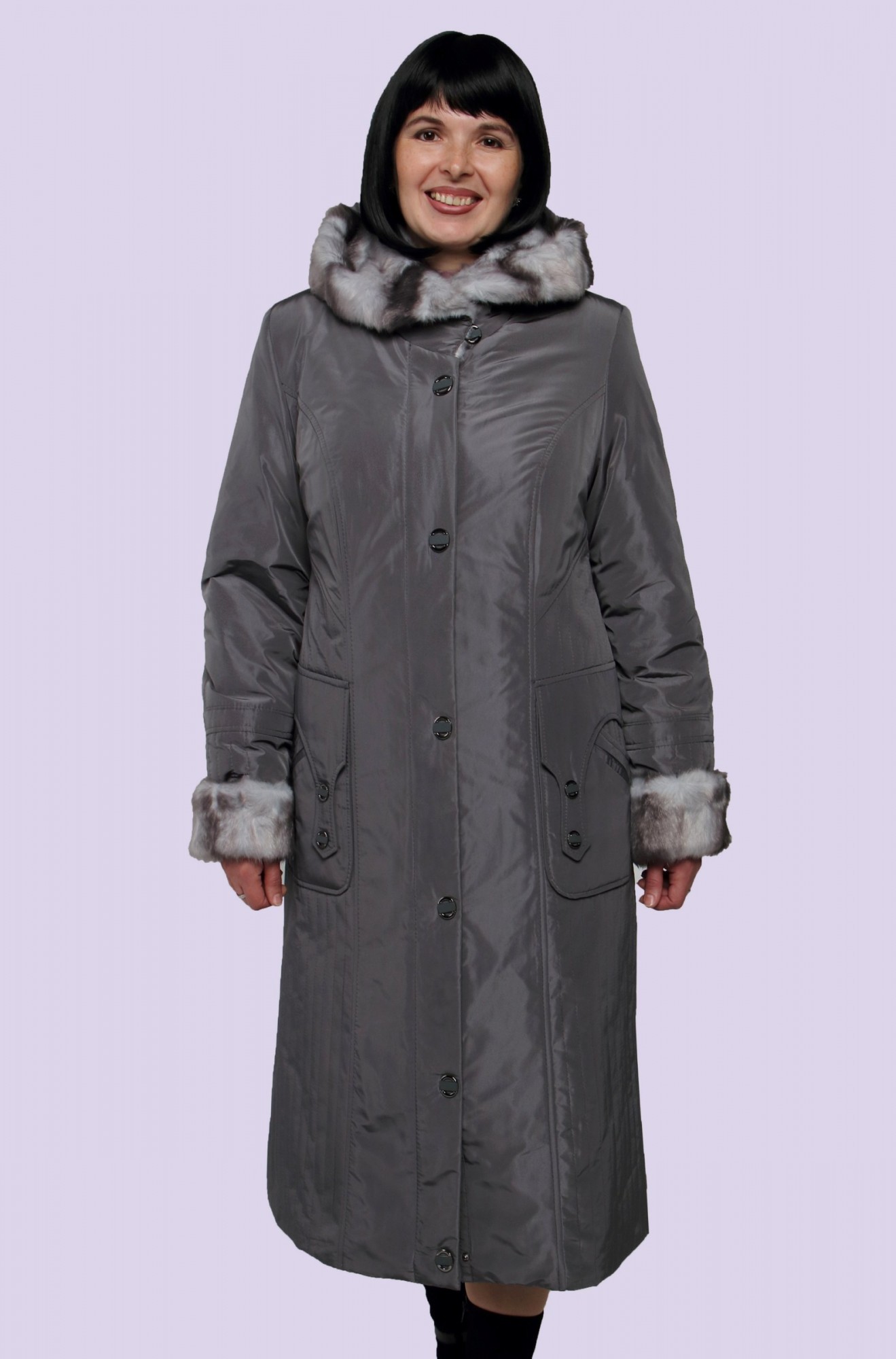 

Зимняя длинная куртка Randfline М-012  Серый, Зимняя длинная куртка Randfline М-012 54 Серый