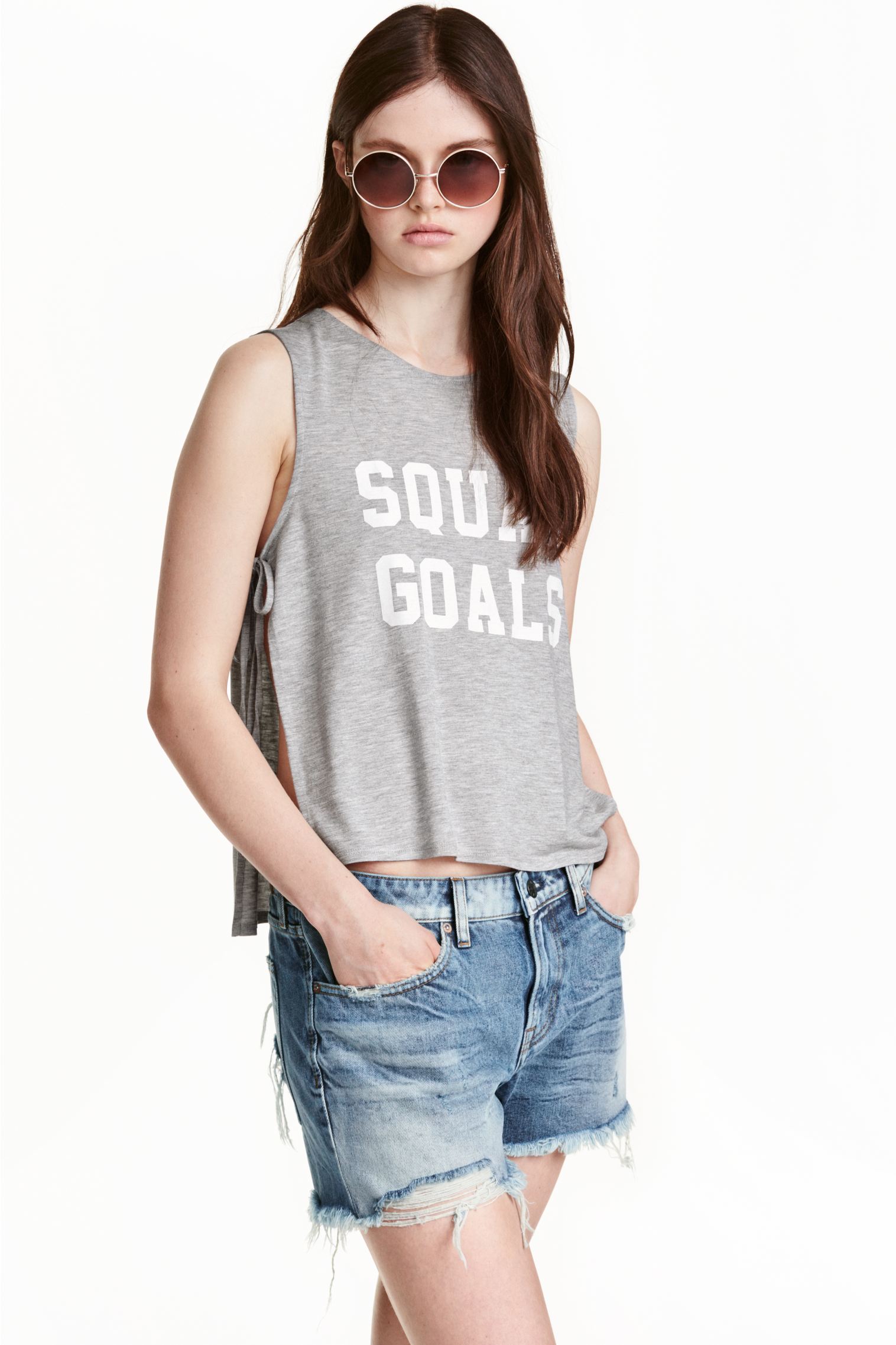 

Топ H&M XS Серый 3861343RP21_серый