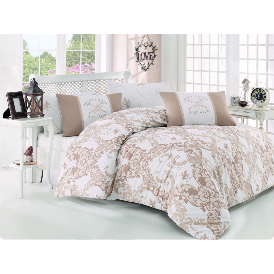 

Постельное белье Beverly Hills Polo Club ранфорс BHPC 024 Cream полуторный