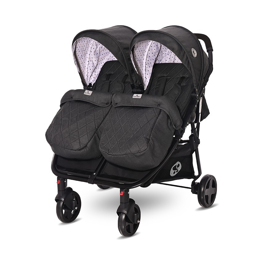 

Коляска для двойни Lorelli Duo + сумка Black Dots