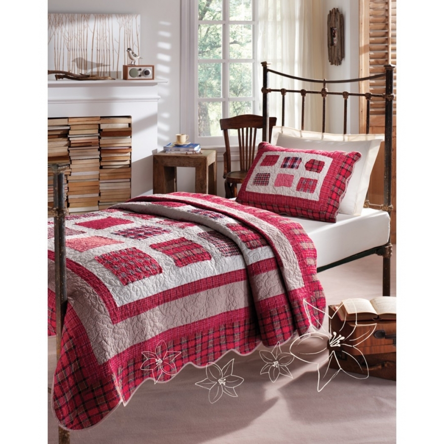 

Покрывало с наволочкой Karaca Home Cheery Patchwork хлопок 90% полиэст 180*260 (3120)