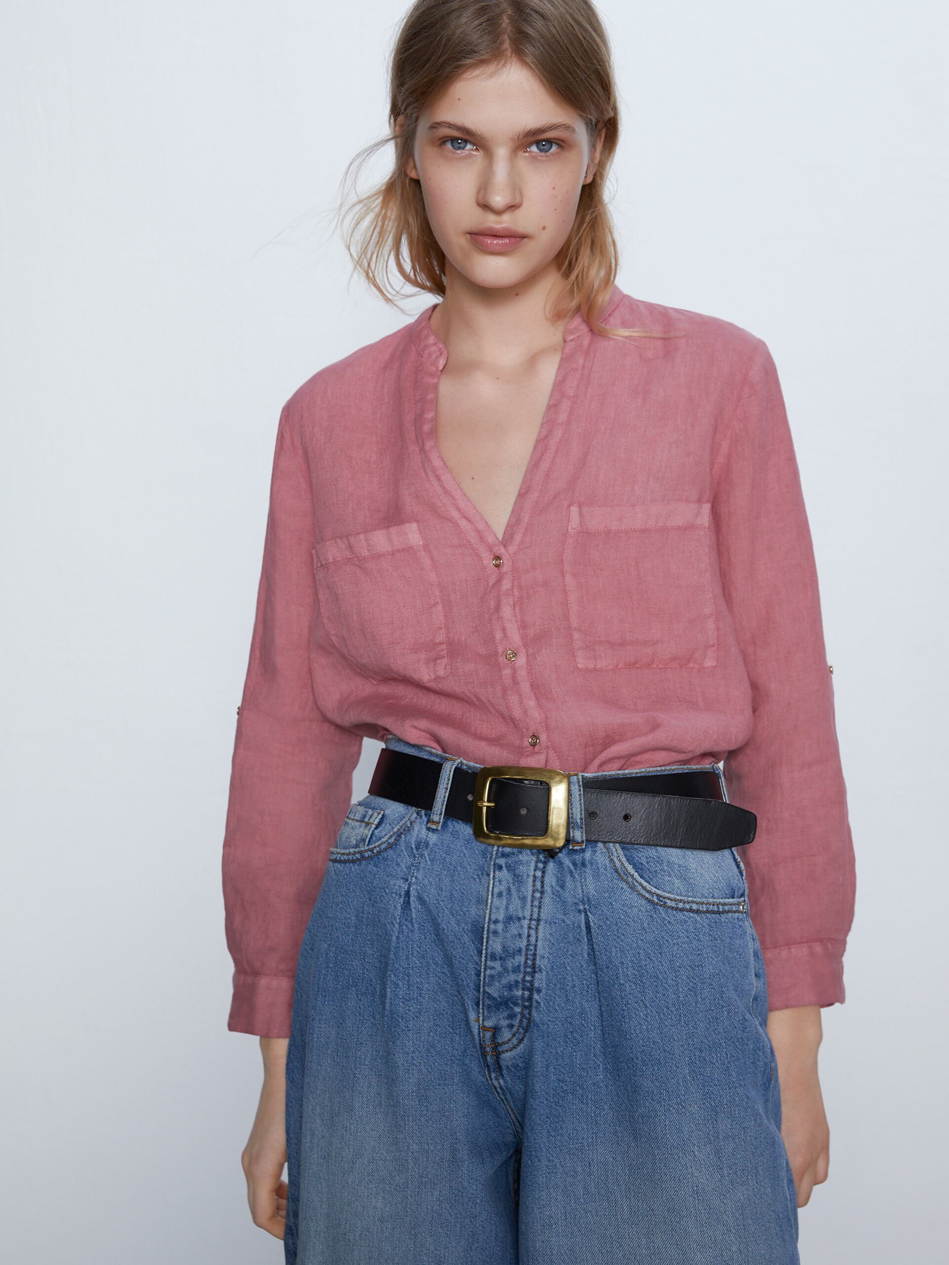 

Блузка Zara 2172/270/172 XL Пудровая с розовым