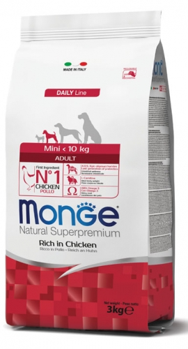 

Корм для щенков мини пород Monge DOG Mini Puppy and Junior с курицей 3 кг