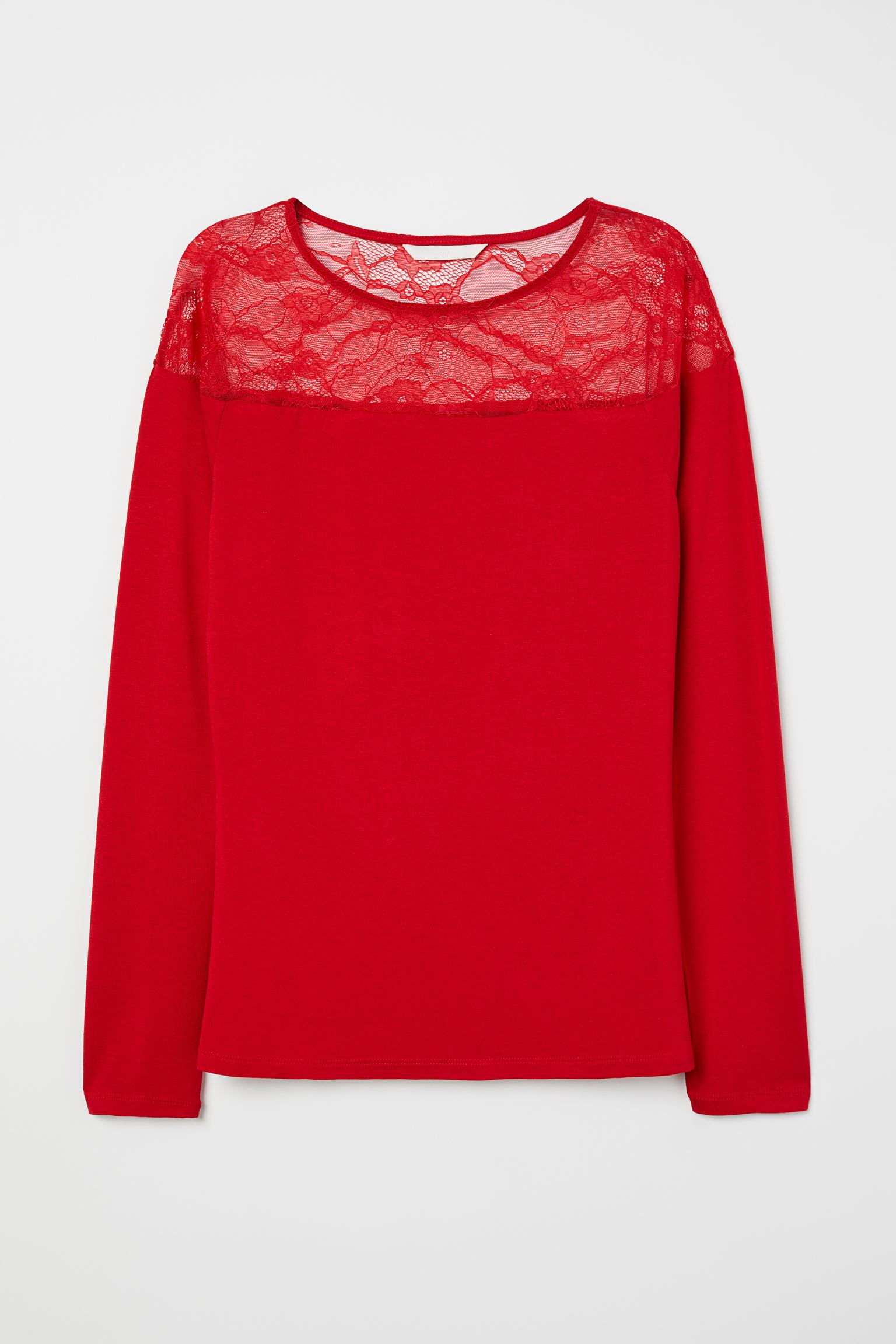 

Лонгслив с кружевом H&M M Красный 7160998RP11_красный