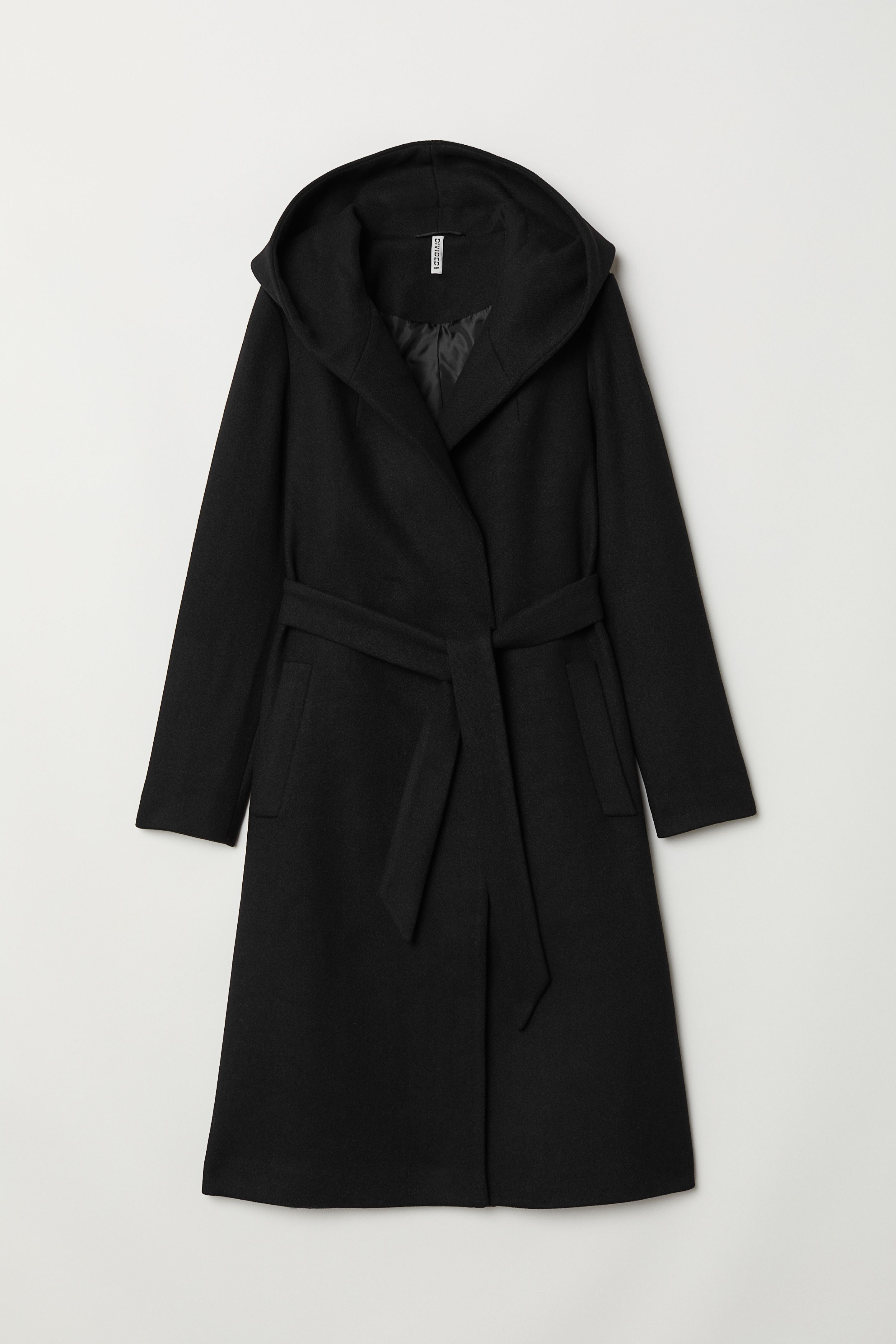 

Пальто с капюшоном шерсть бленд H&M 34 Черный 3128788wt_Черный