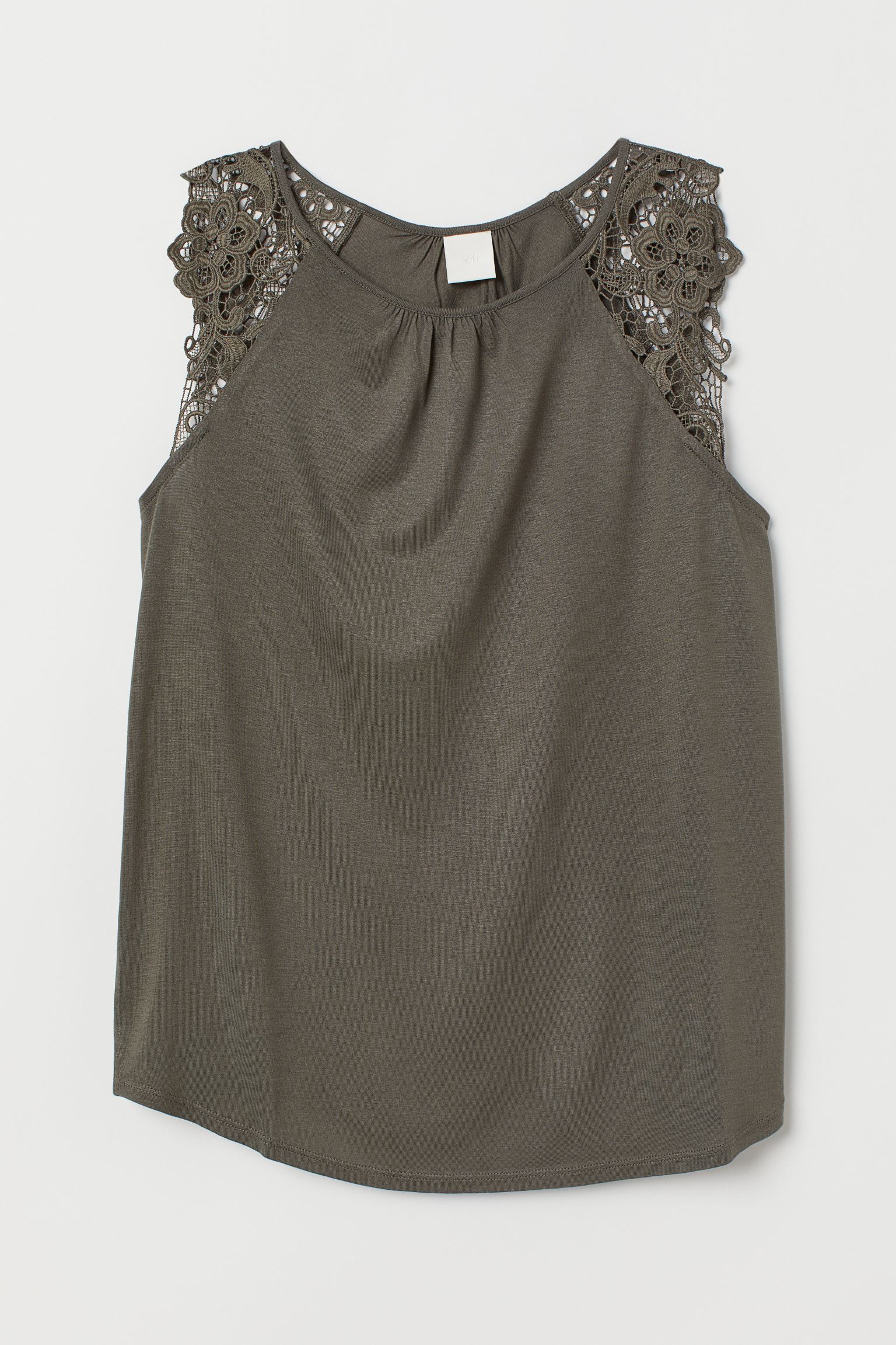 

Топ с кружевом H&M S Хаки 7084999sm_хаки