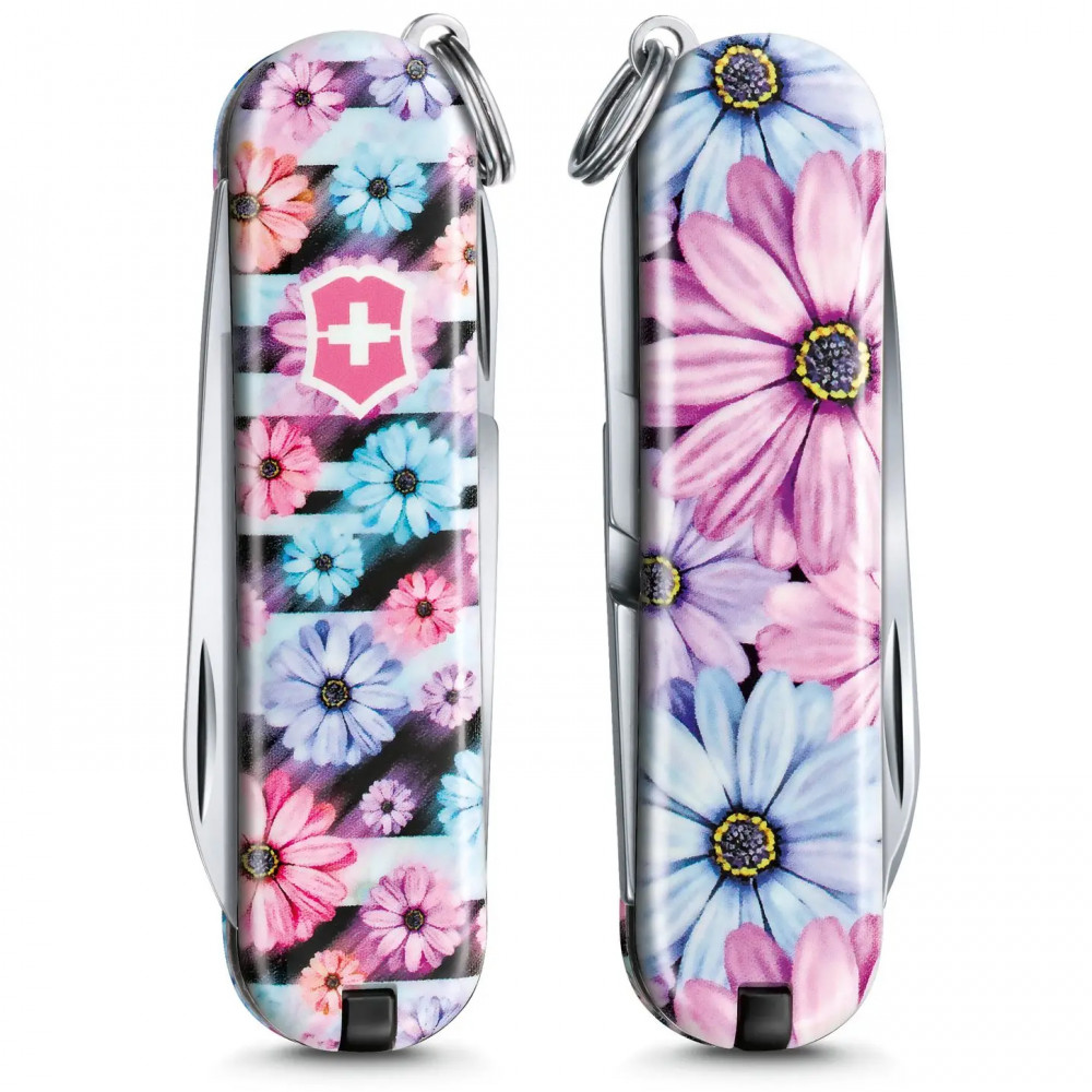 

Складной нож Victorinox CLASSIC LE "Dynamic Floral" 58мм/1сл/7функ/цветн/чехол /ножн