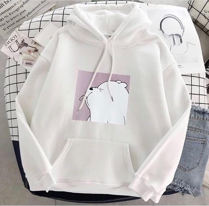 

Женское худи F&F с принтом квадратный мишка oversize 42/46 белое