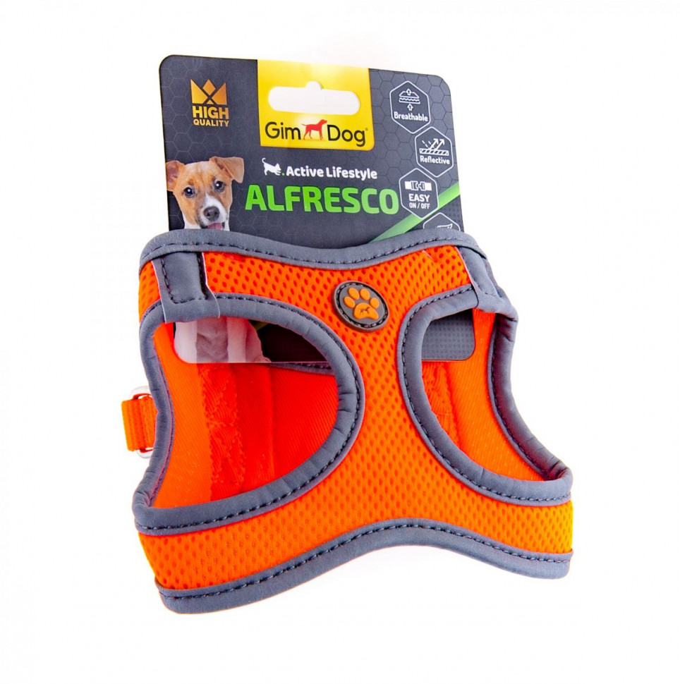 

Шлея для собак GimDog Alfresco неопрен Помаранчева, XS 34-36 см